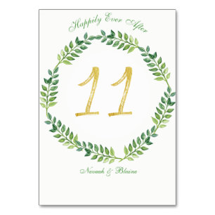 Romantic Green Leaves - Wedding table card 11ring