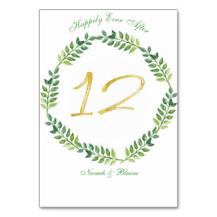 Romantic Green Leaves - Wedding table card 12ring