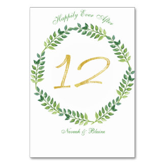 Romantic Green Leaves - Wedding table card 12ring