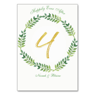 Romantic Green Leaves - Wedding table card 1 ring