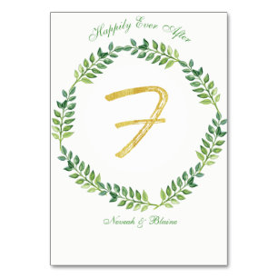 Romantic Green Leaves - Wedding table card 1 ring