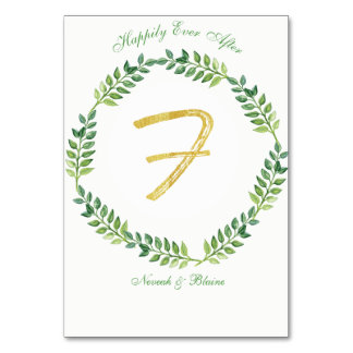 Romantic Green Leaves - Wedding table card 1 ring