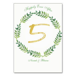 Romantic Green Leaves - Wedding table card 1 ring