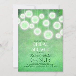Romantic green lights vintage bridal shower invitation