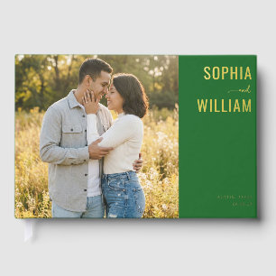 Romantic Green Photo Guest Book