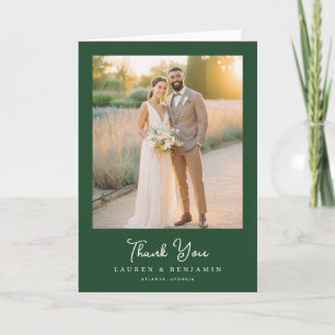 Romantic Green Photo Thank You Card