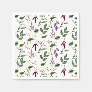 Romantic green purple foliage eucalyptus leaves napkin