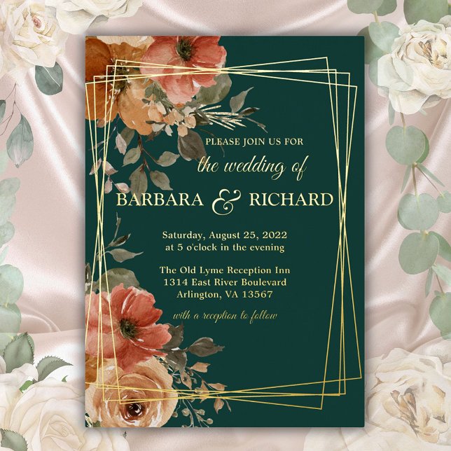 Romantic Green Real Gold Foil Floral Wedding  (Creator Uploaded)