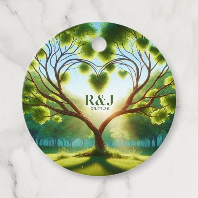 Romantic Green Wedding Favour Tags (Front)