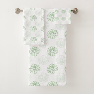 Romantic Green, White Chic Floral Pattern  Bath To Bath Towel Set