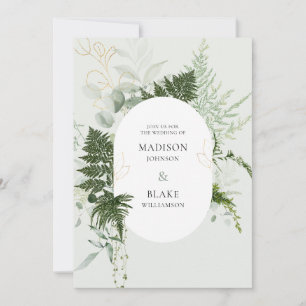 Romantic Greenery Forest Wild Fern Wedding Invitation