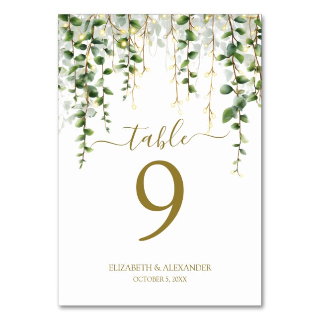 Romantic Greenery Garland Table Number (Front)