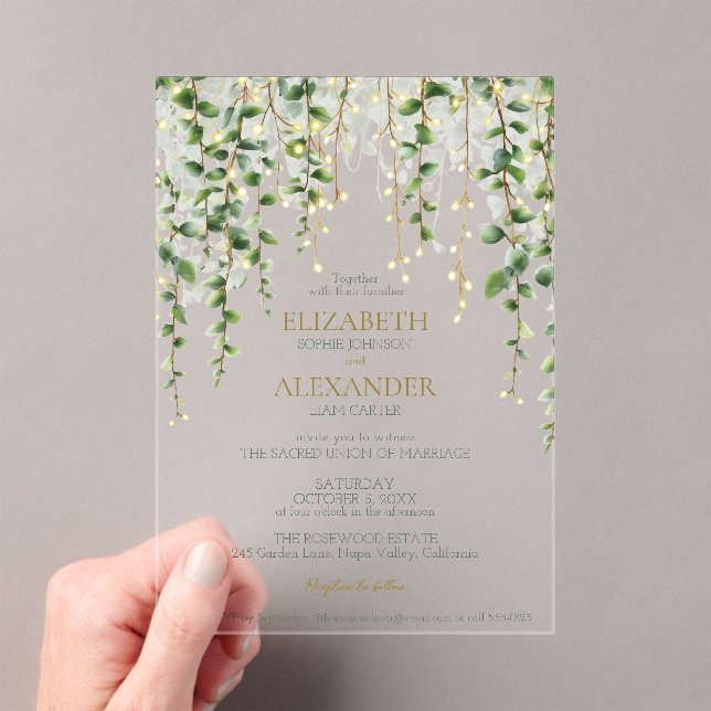 Romantic Greenery Garland Wedding Invitation (In situ (ordinateur de poche))
