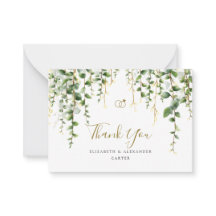 Romantic Greenery Garland Wedding Thank You Card