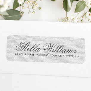 Romantic grey linen calligraphy script address