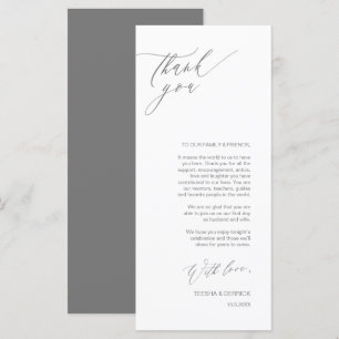Romantic Grey Script Place Setting Thank You Card