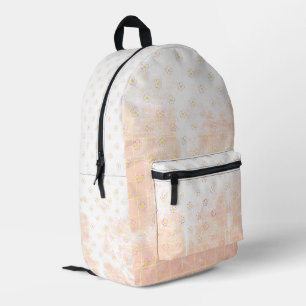 Romantic Grunge School Texture Daisies Flowers. Printed Backpack