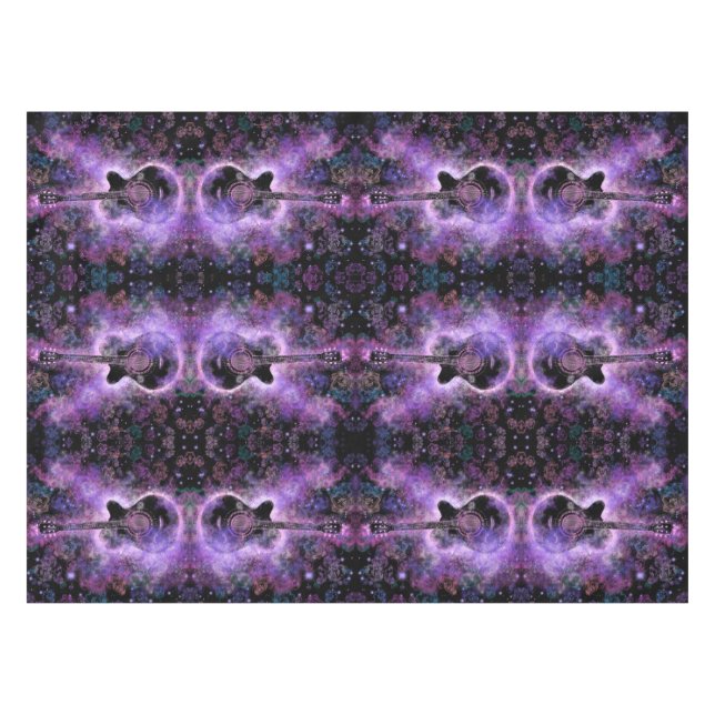 Romantic Guitar Music Tablecloth Purple (Front (Horizontal))