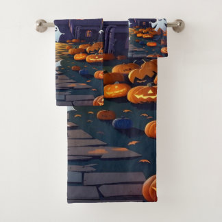 Romantic Halloween Ghosts Festival Bath Towel Set