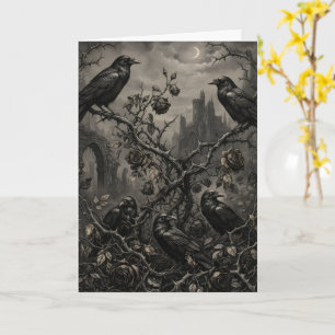 Romantic Halloween Gothic Ravens and Roses     Card