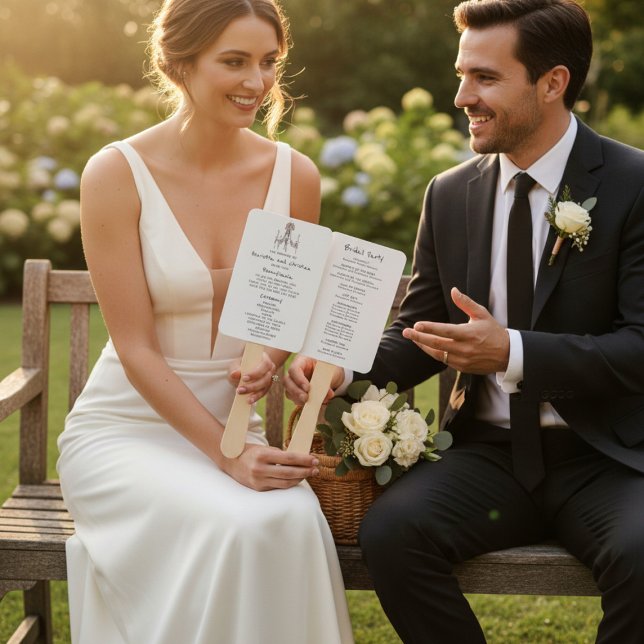 Romantic Hand Drawn Chandelier Wedding Program  Hand Fan (Creator Uploaded)