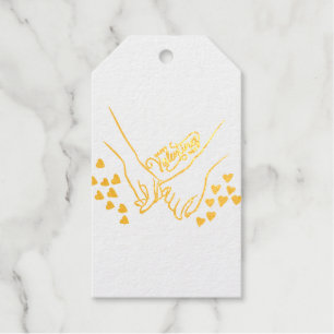 Romantic Hand-in-Hand Gift Tag with Gold Accents