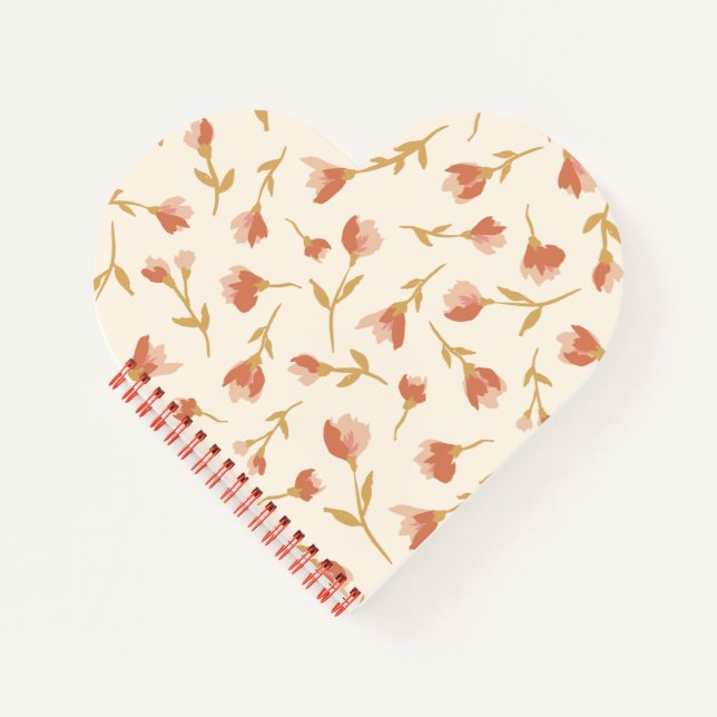 Romantic hand painted floral heart shaped notebook (Front)