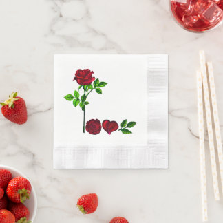Romantic Hand-Painted Rose LOVE Paper Napkins
