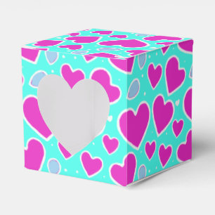 Romantic Handdrawn Pink Heart Valentine Gift Favor Box