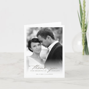 Romantic Handwriting Script Stylish Photo Wedding Thank You Card