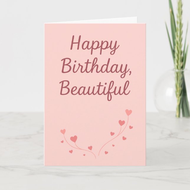 Romantic Happy Birthday Beautiful Card for Her (Front)