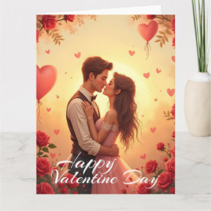 Romantic Happy Valentine Day Couple Art Card