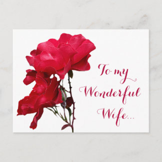 Romantic Happy Valentine red rose flowers floral  Postcard