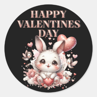 Romantic Happy Valentine’s Day Cute Round Sticker 