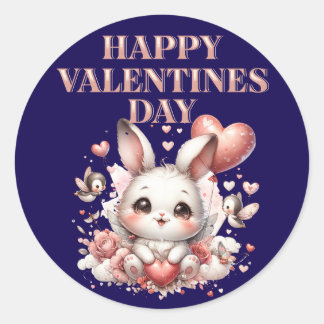 Romantic Happy Valentine’s Day Cute Round Sticker 