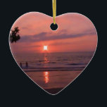 Romantic Hawaiian Sunset Ocean Beach Ceramic Ornament<br><div class="desc">Hawaiian Sunset Ocean Beach keepsake travel product. A couple silhouette walking on the beach with the red background of the evening sun going down. One of the photos photographed within my family. The Hawaiian landscape picture off of the mainland.</div>