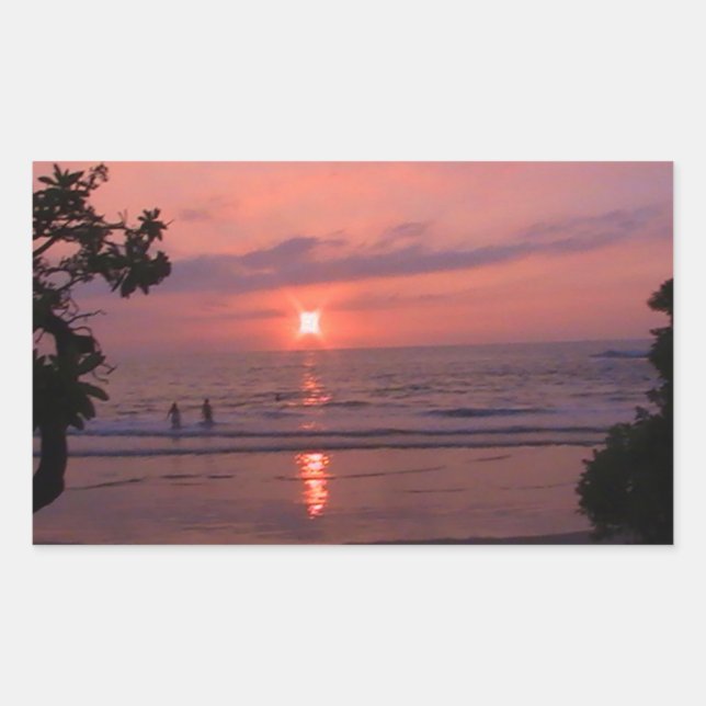 Romantic Hawaiian Sunset Ocean Beach Sticker (Front)
