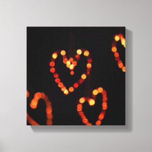 Romantic Heart Bokeh Lights–Warm Glow Photography Canvas Print