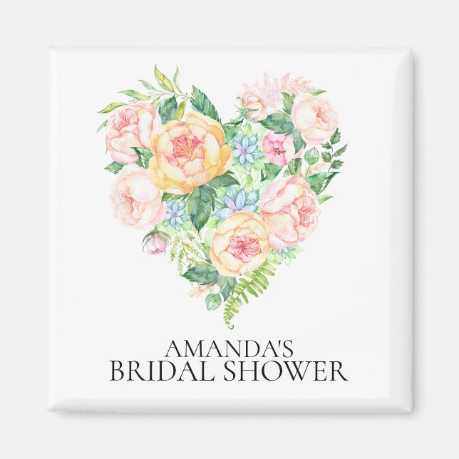 Romantic Heart Bridal Shower Favour  Magnet (Front)