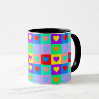 Romantic Heart Colourful Pattern Pop Art 