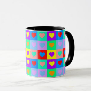 Romantic Heart Colourful Pattern Pop Art  Mug