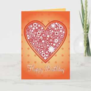 Romantic Heart Design "Happy Birthday" Card