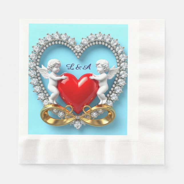Romantic Heart Design Napkin (Front)