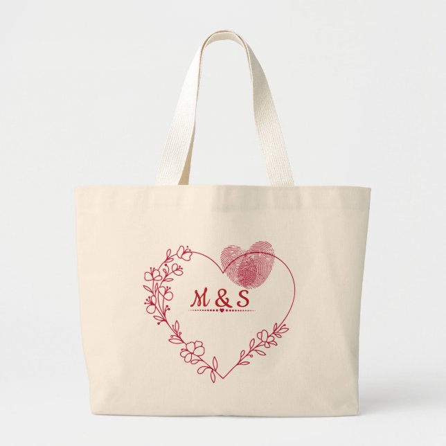 Romantic Heart Floral Tote Bag (Front)