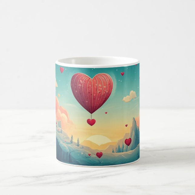 Romantic Heart Ilustration Gift for Valentines day Coffee Mug (Center)