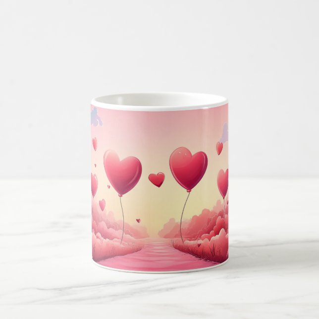 Romantic Heart Ilustration Gift for Valentines day Coffee Mug (Center)
