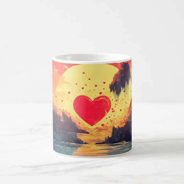 Romantic Heart Ilustration Gift for Valentines day Coffee Mug (Center)