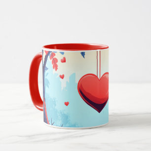 romantic Heart Ilustration Gift for Valentines day Mug