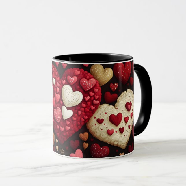 Romantic Heart Ilustration Gift for Valentines day Mug (Front Right)