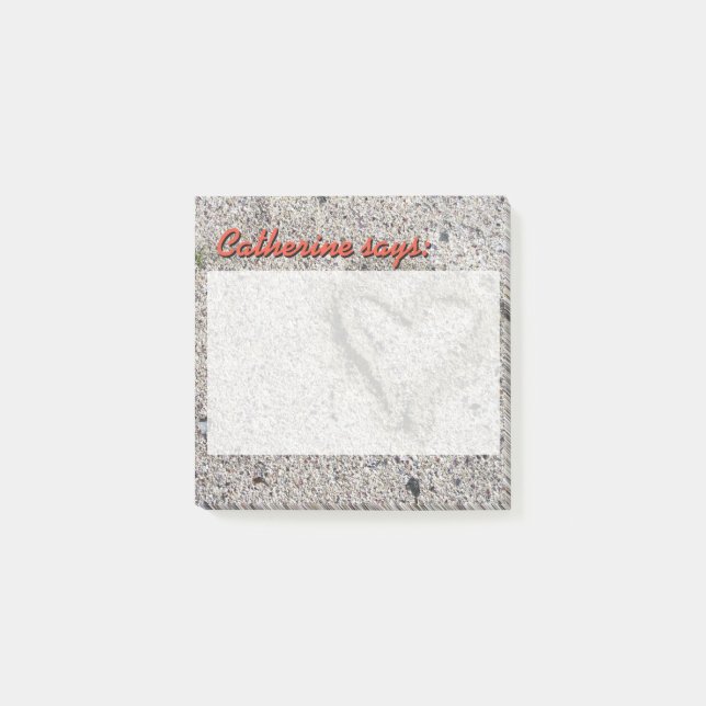 Romantic Heart in Sand with Custom Text Post-it Notes (Front)